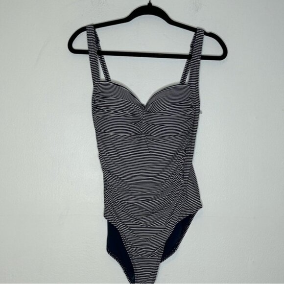 niptuck Other - Niptuck Sz 12 Coastal Blue White Stripes One Piece Swimsuit